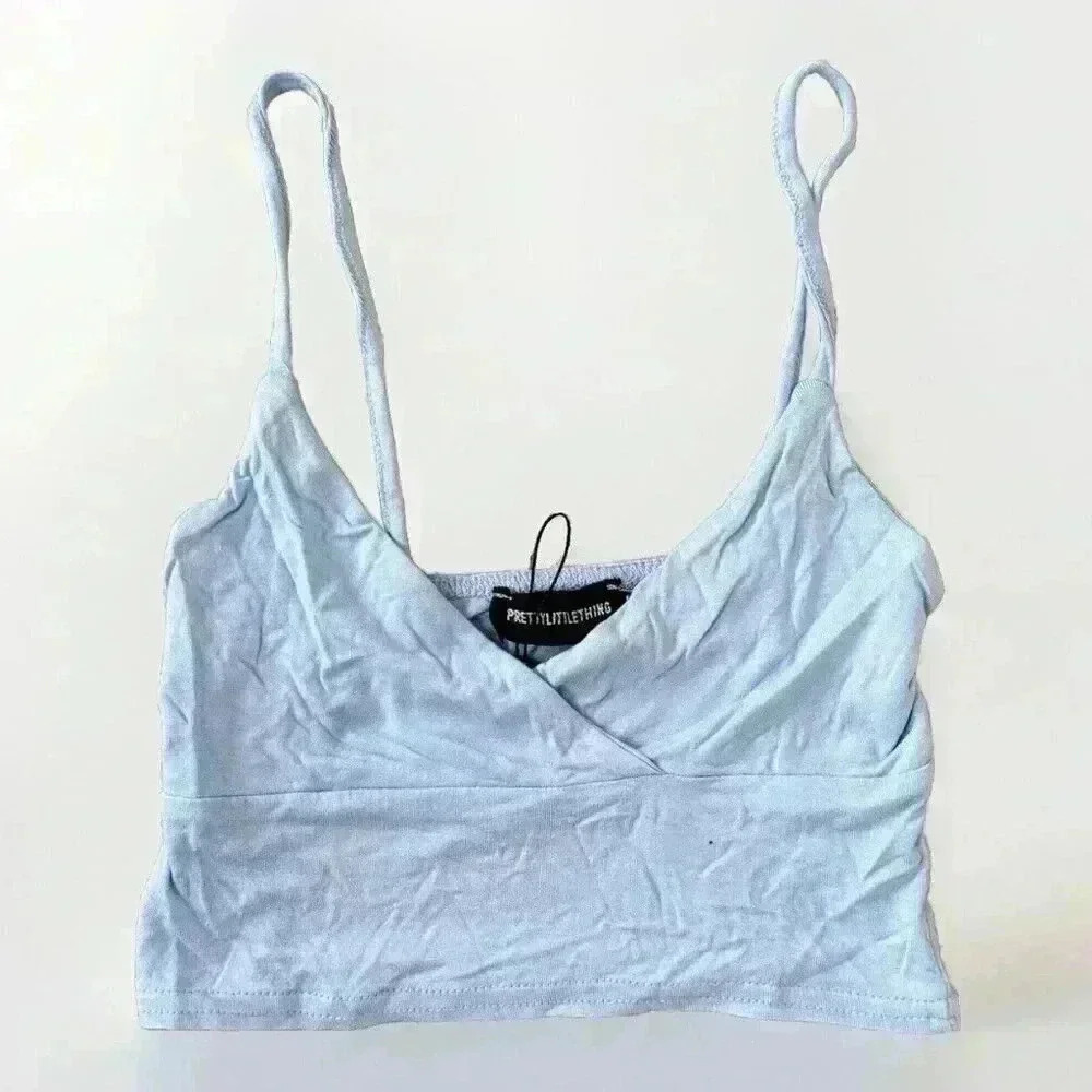 Pretty little thing blue bralet size 0 Basic Pastel Blue Jersey Bralet